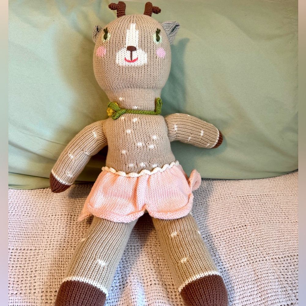 Blabla cotton knit doll. Hazel the Deer. 18”. 100% cotton knit. Not used.